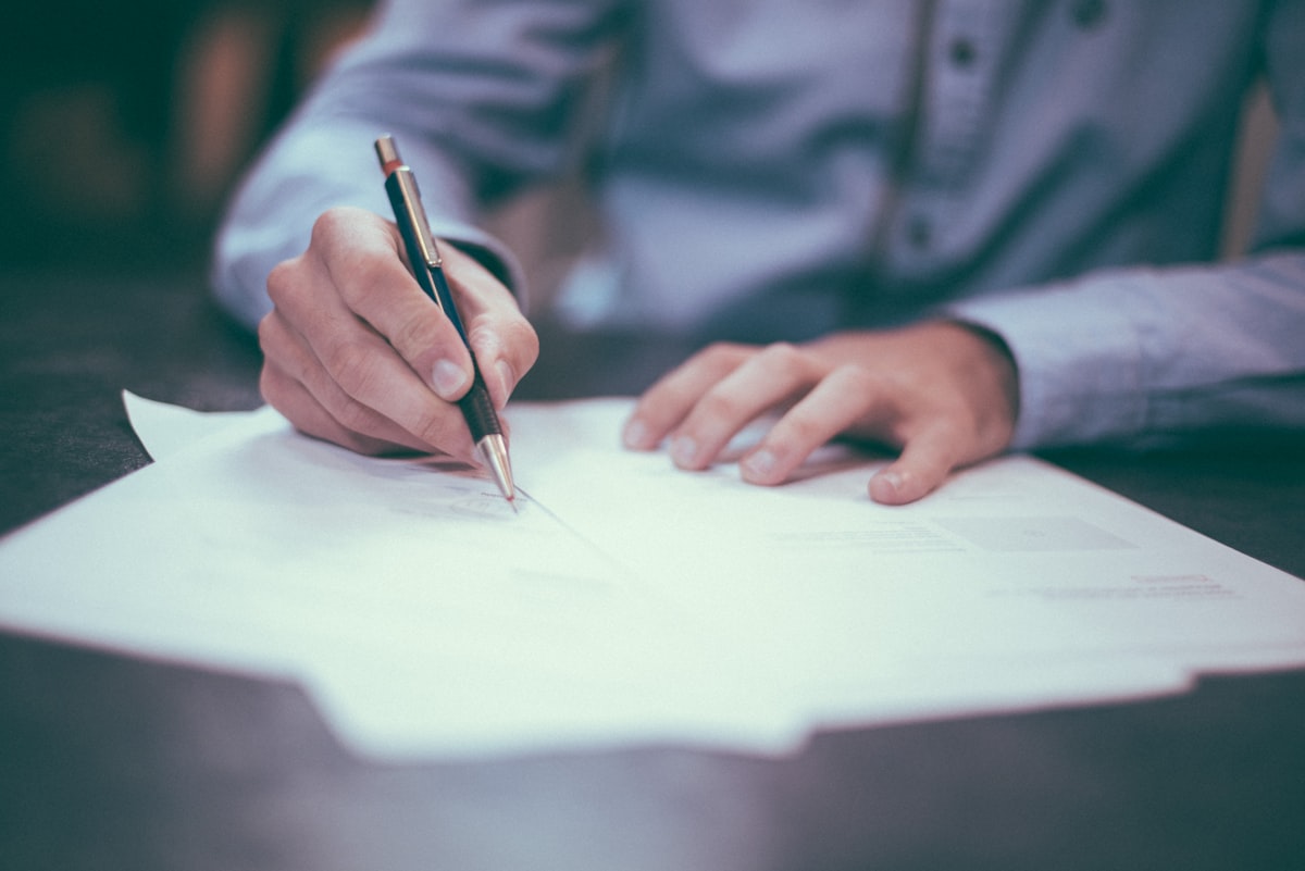 Professional reviewing legal documents